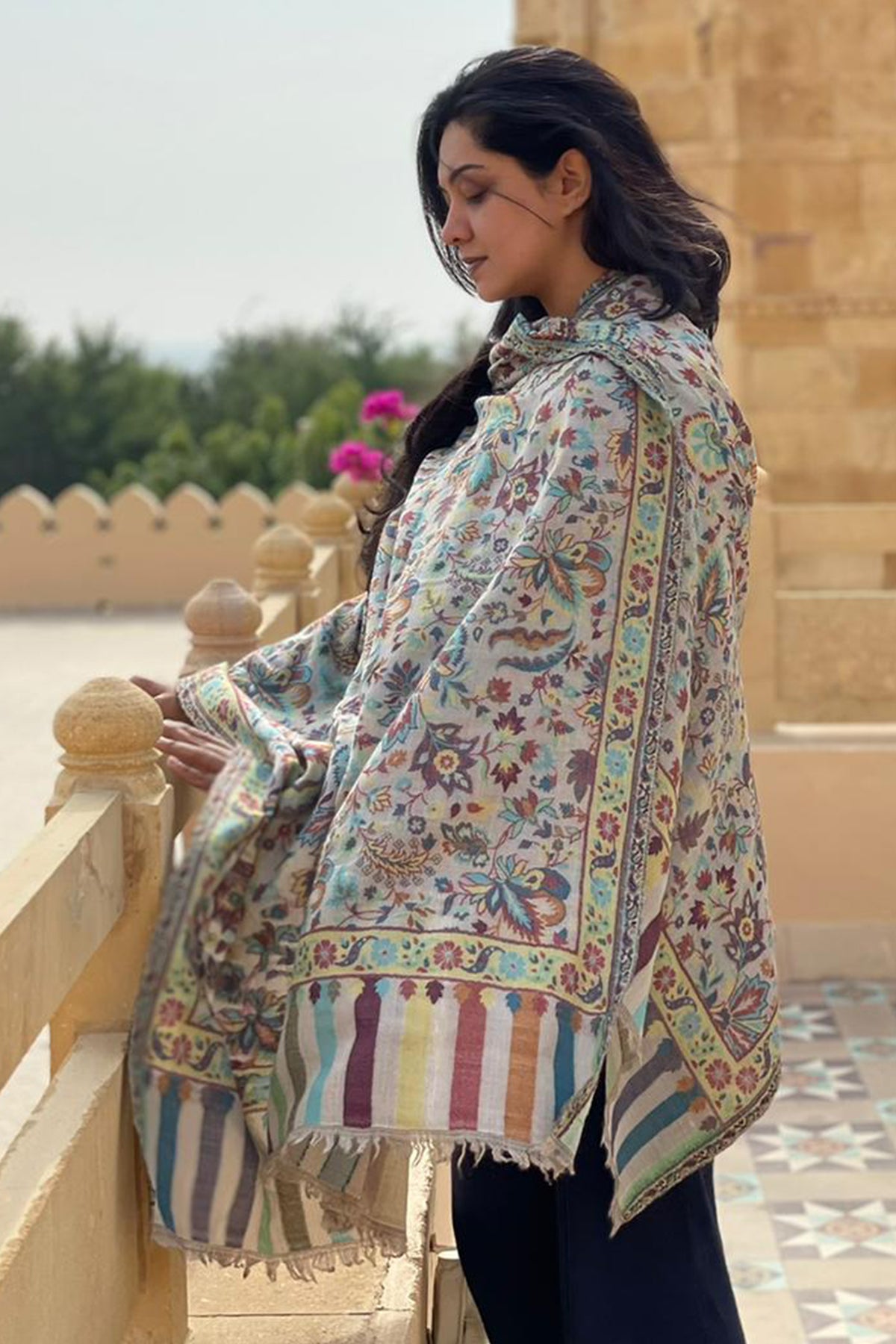 Eka Lakhani In Cashmere Multicolor Kani Weave Shawl