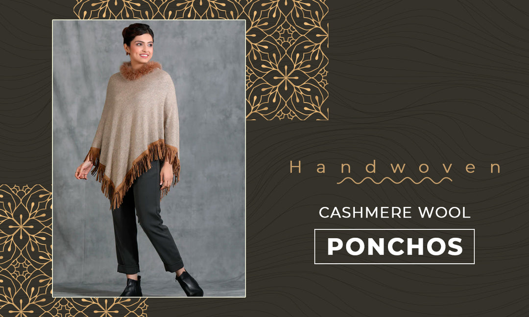 Stylish Handwoven Cashmere Wool Ponchos for Women