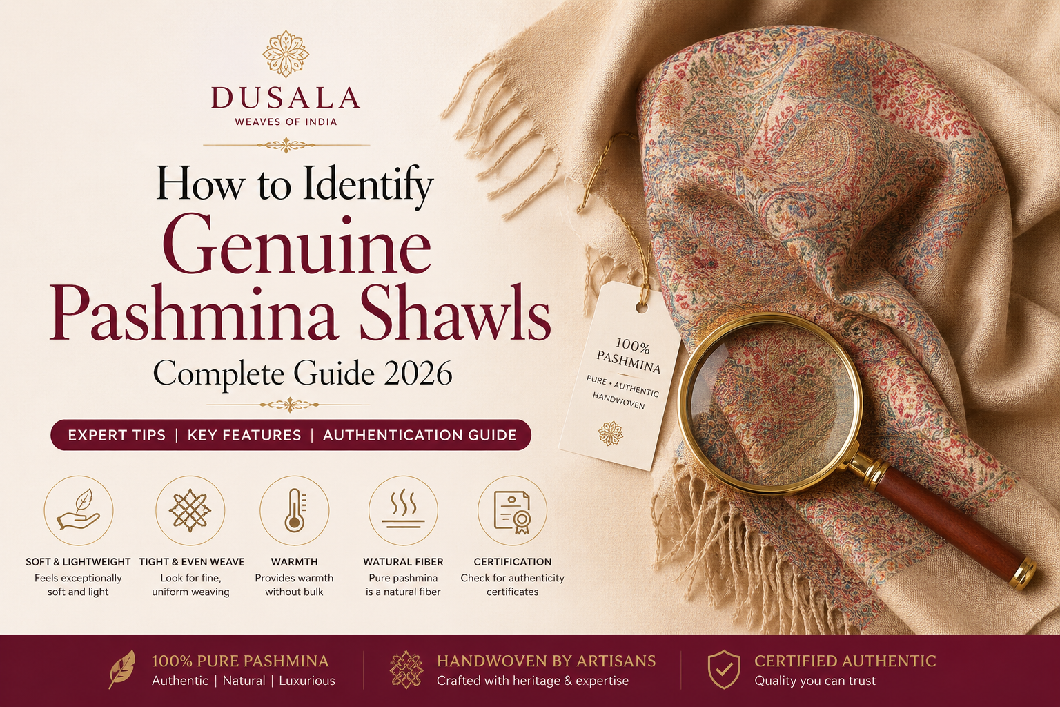 how to identify if the pashmina shawl i am buying is genuine