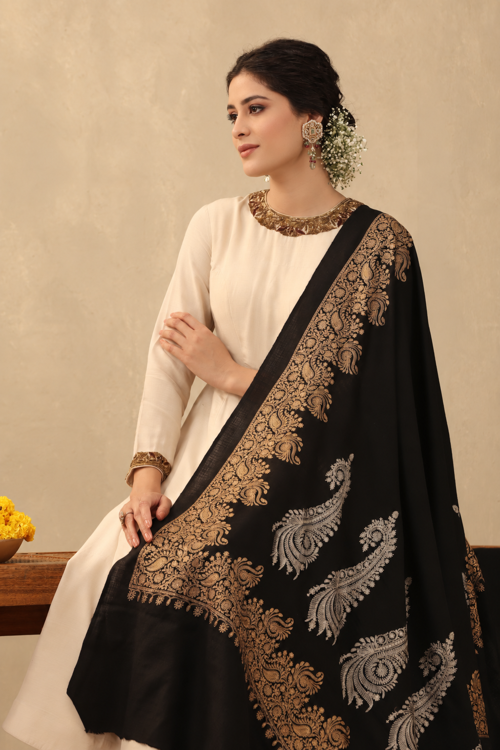 Agasti Aari Work Cashmere Shawl