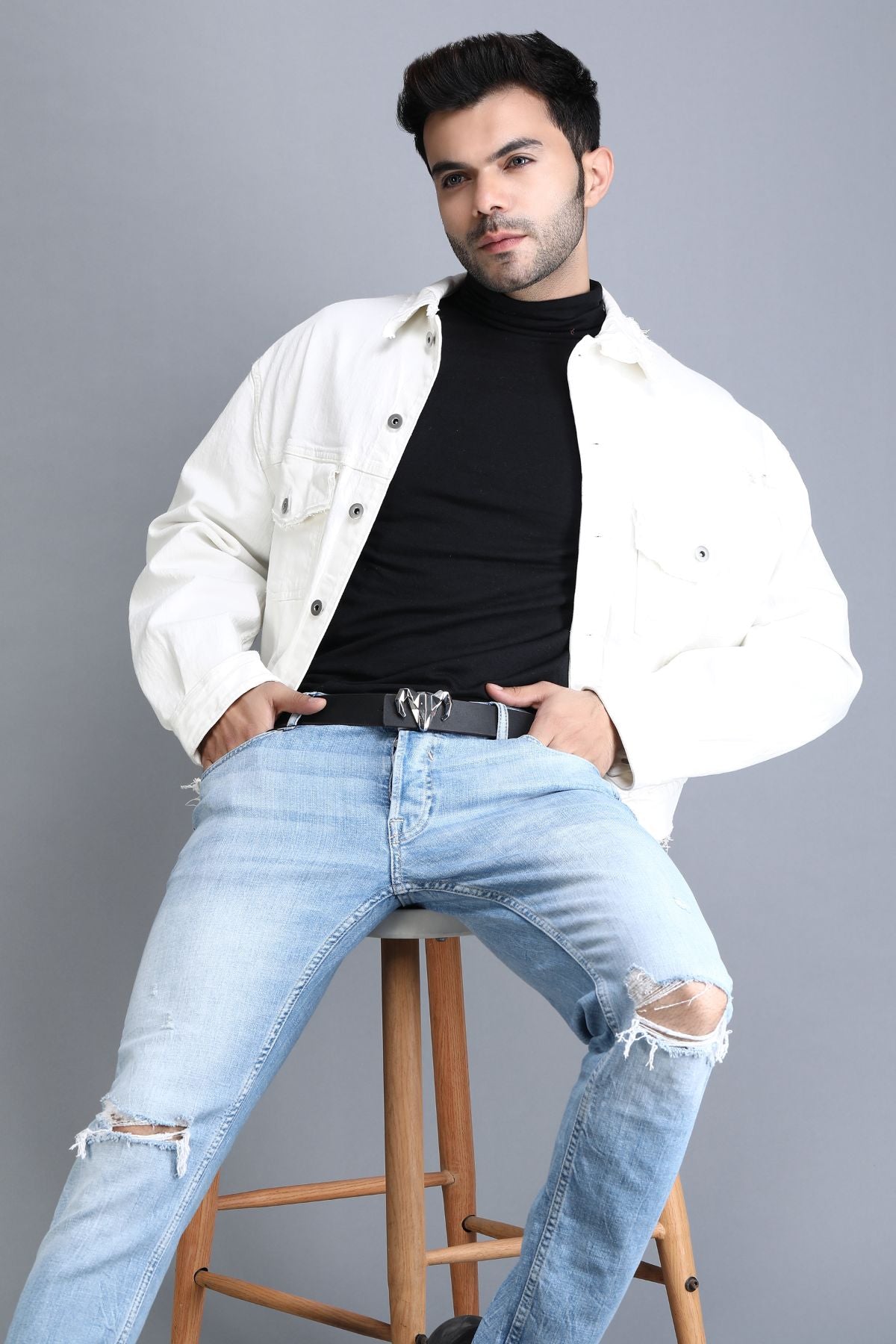 -  Italian Leather Ram Buckle Reversible Belt – Black and Brown