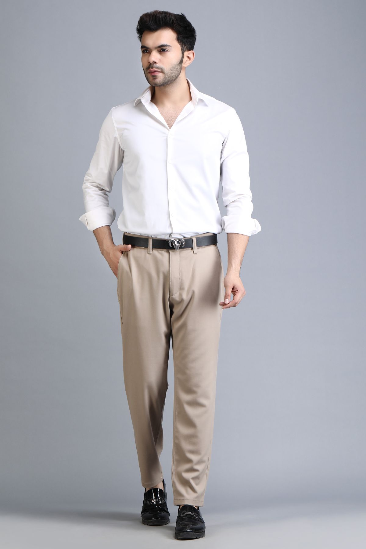 -  Italian Leather Ram Buckle Reversible Belt – Black and Brown