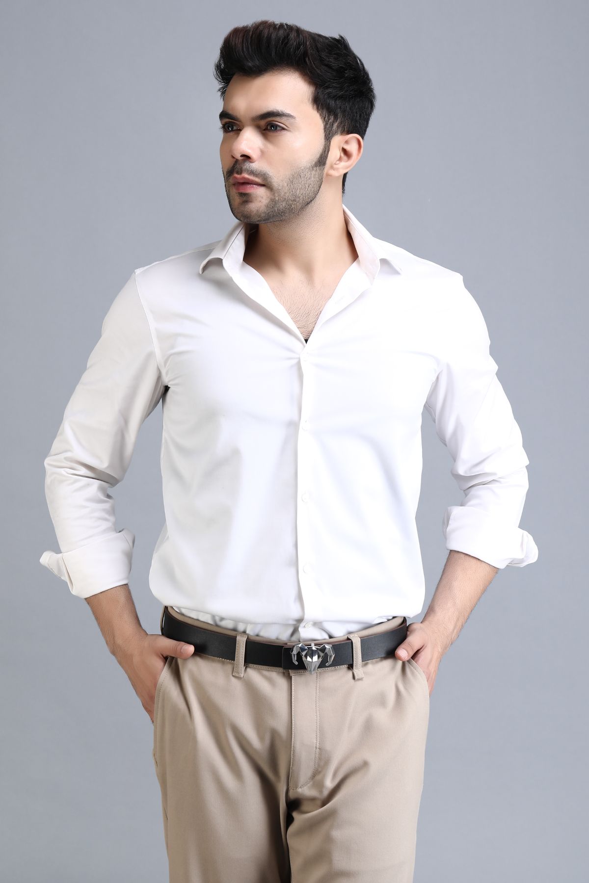 -  Italian Leather Ram Buckle Reversible Belt – Black and Brown