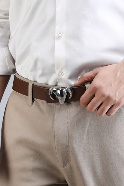 -  Italian Leather Ram Buckle Reversible Belt – Black and Brown