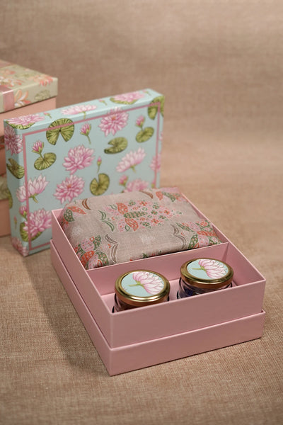 Beige Lotus Pashmina – Luxury Diwali, Wedding & Festive Gift Box Hamper