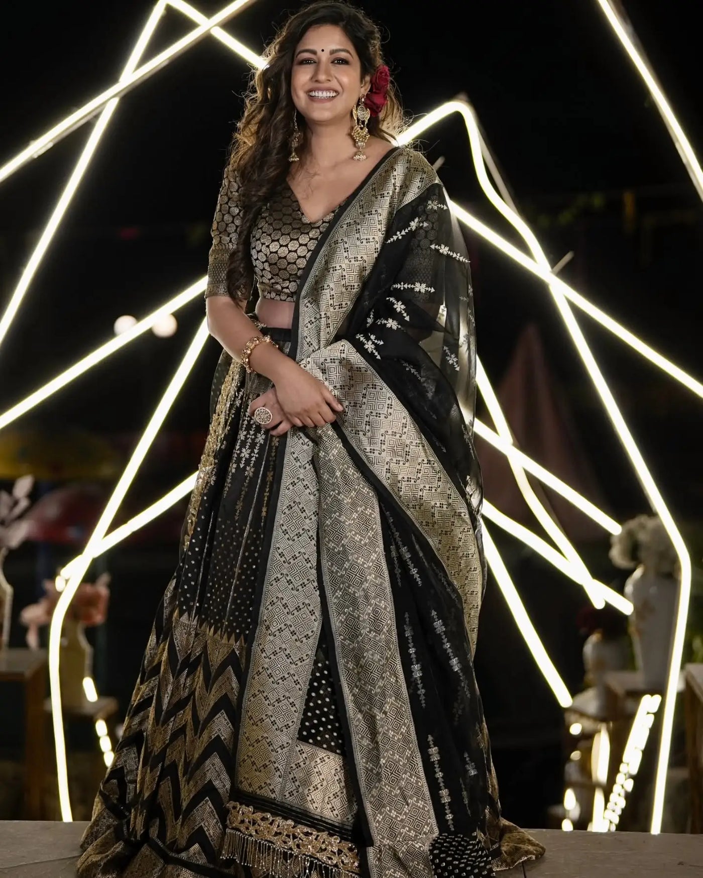 Nikki Nagda in Tori Cashmere Fine Wool Shawl