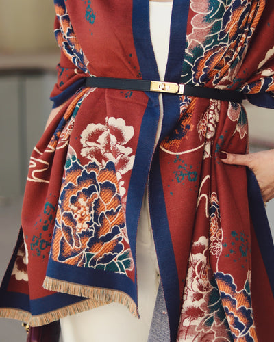 -  Nikki Madhani in our Chica Maroon Stole