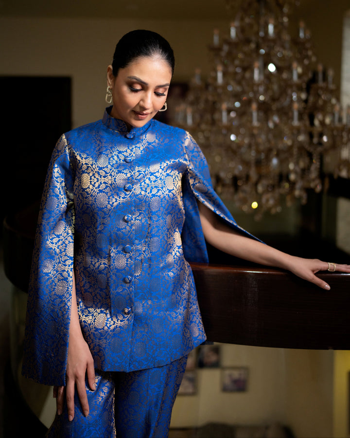 Mumtaz Banarasi Cape Co-ord Set: Women&