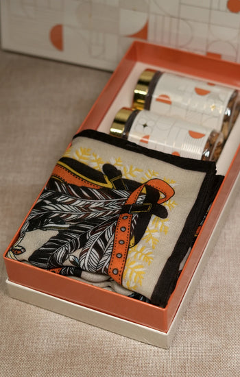 Gift Box with Modern Belt-Design Stole – All-Season Luxury Hamper