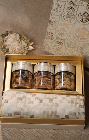 White & Gold Swarovski Pashmina  – Luxury Diwali, Wedding & Festive Gift Box Hamper