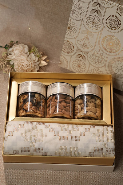 White & Gold Swarovski Pashmina  – Luxury Diwali, Wedding & Festive Gift Box Hamper