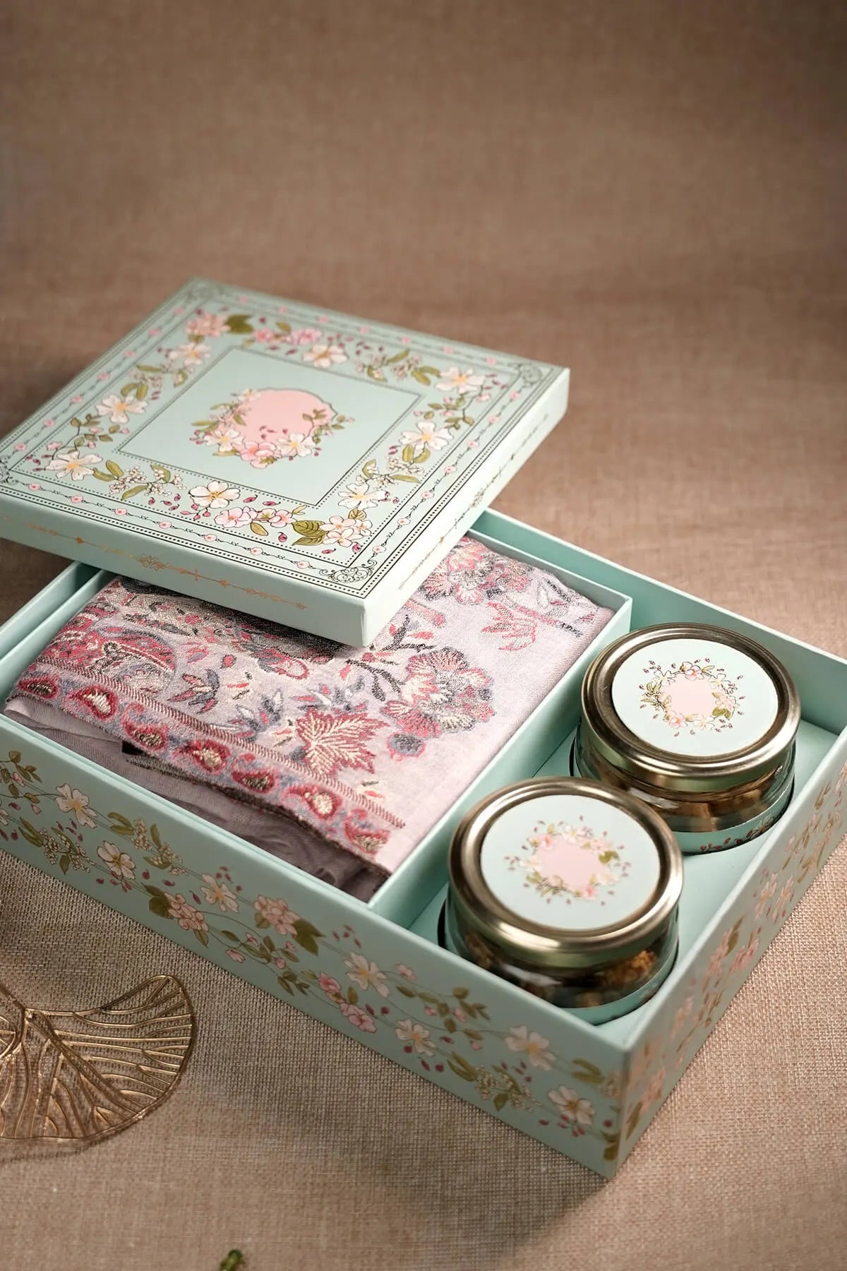 Turquoise Luxury Gift Box with Pashmina Blend Stole