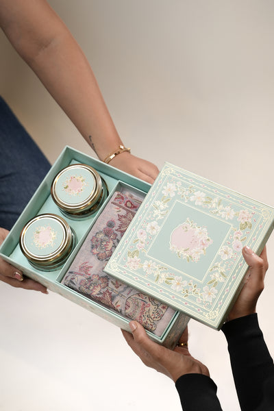 Turquoise Luxury Gift Box with Pashmina Blend Shawl & Dry Fruits