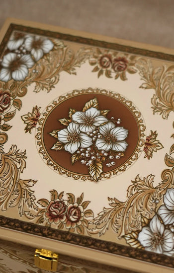 Red & Gold Pashmina stole with Aari & Zari Embroidery – Luxury Diwali, Wedding & Festive Gift Box Hamper