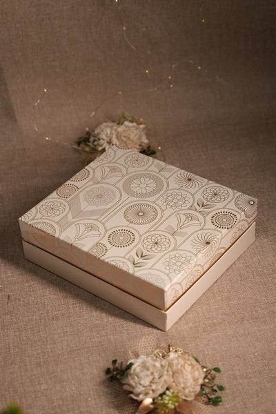 White & Gold Swarovski Pashmina Gift Box with Savories – Luxury Diwali, Wedding & Festive Hamper