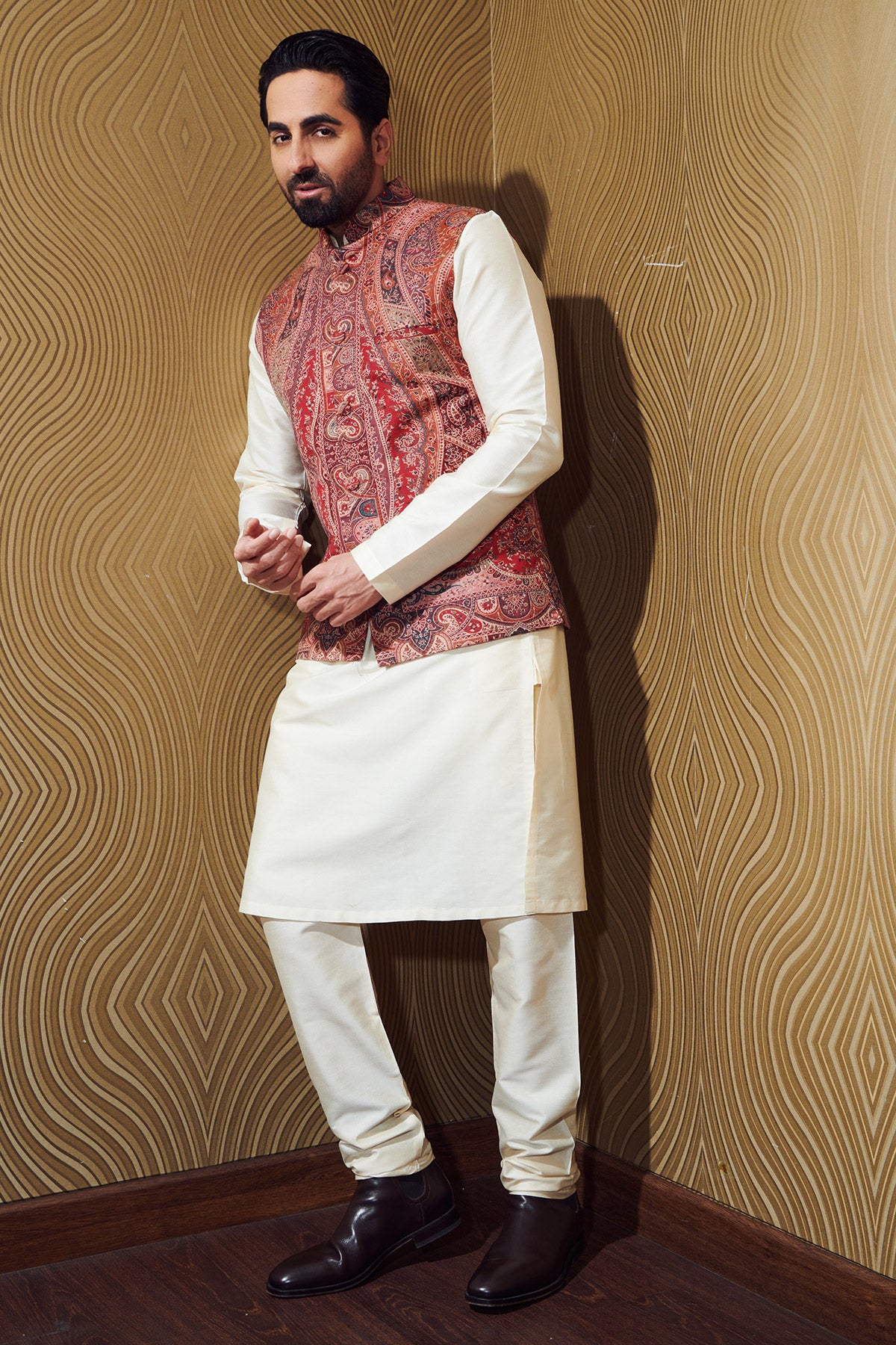 Ayushmaan Khurana in Half Paisley Vintage Jacket, Kurta Set