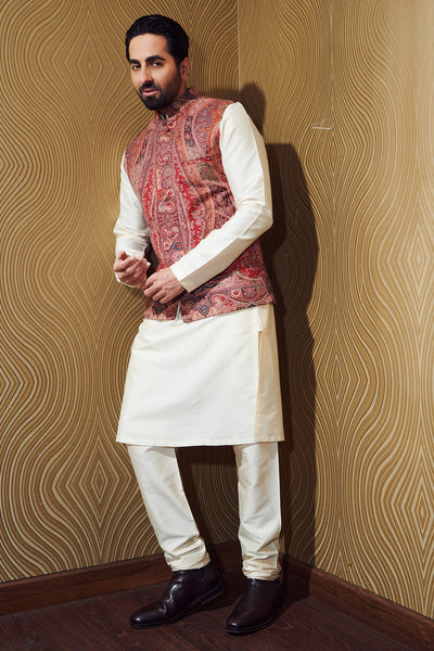 -  Ayushmaan Khurana in Half Paisley Vintage Jacket, Kurta Set