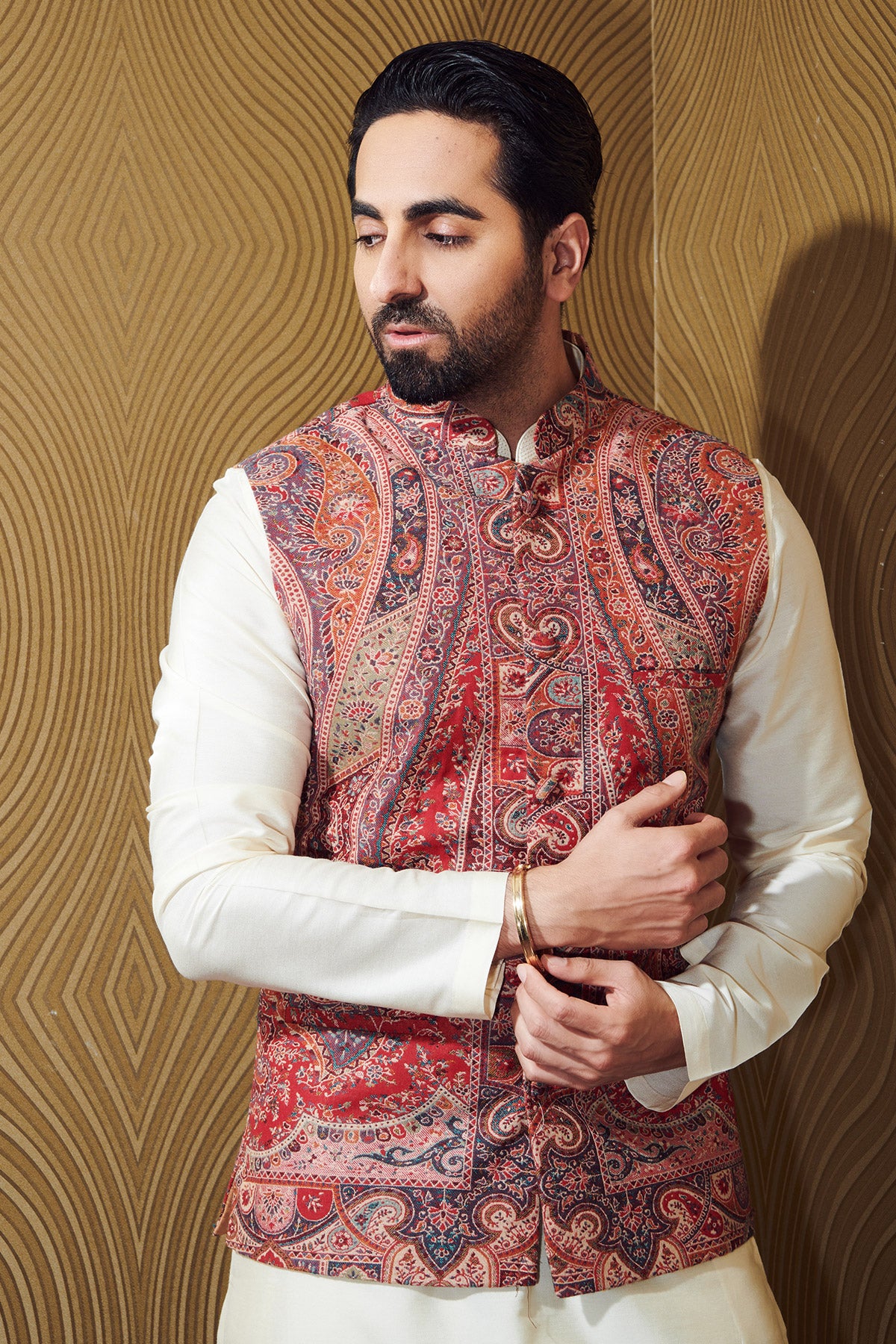 -  Ayushmaan Khurana in Half Paisley Vintage Jacket, Kurta Set
