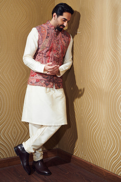 -  Ayushmaan Khurana in Half Paisley Vintage Jacket, Kurta Set