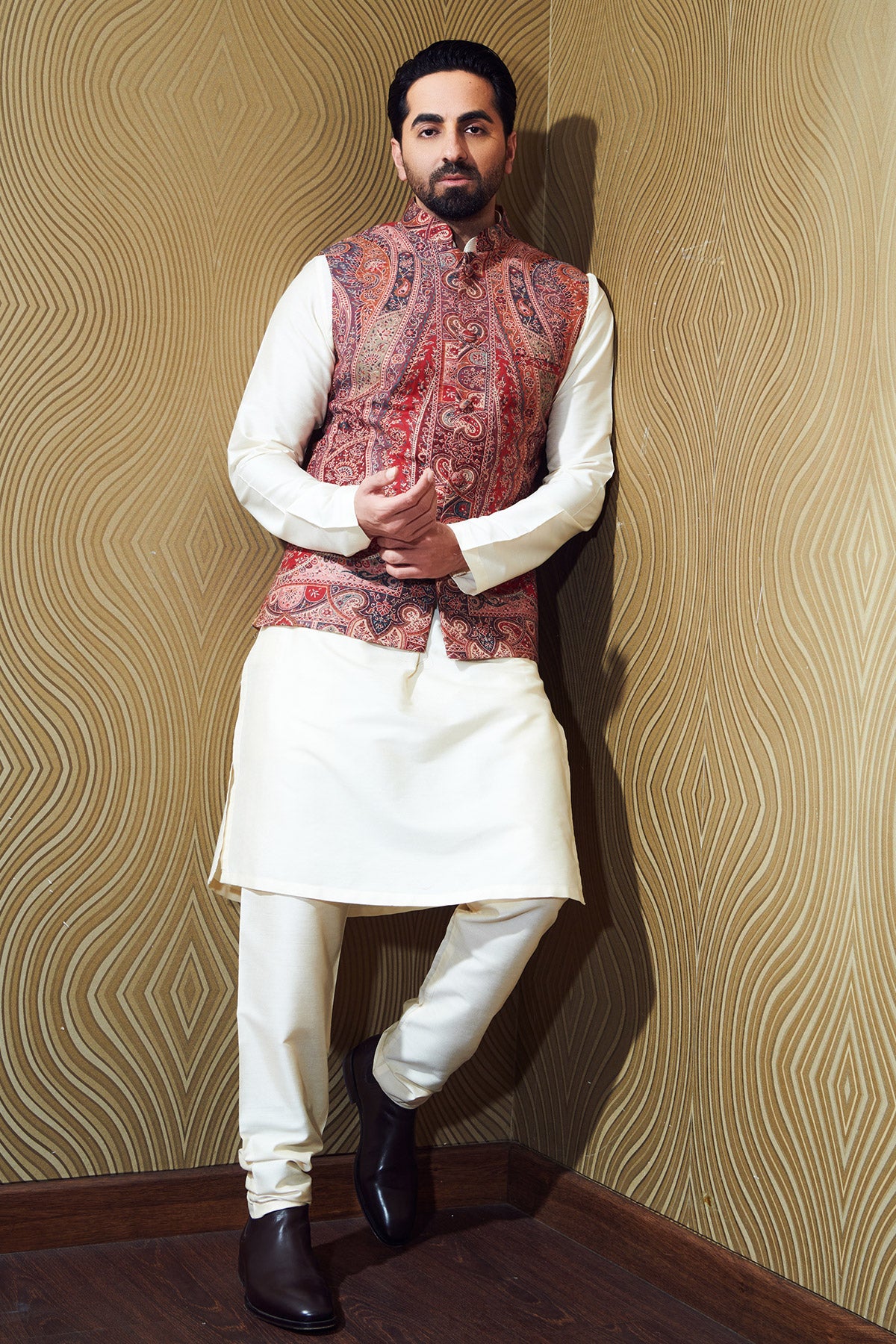 Ayushmaan Khurana in Half Paisley Vintage Jacket, Kurta Set