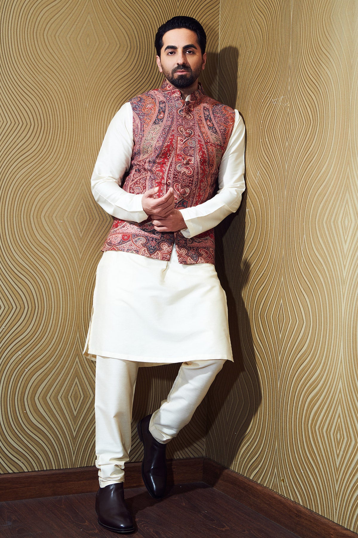 -  Ayushmaan Khurana in Half Paisley Vintage Jacket, Kurta Set
