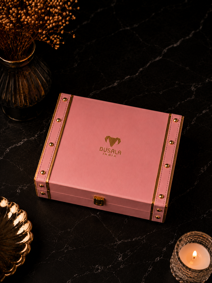 Noorani Gift Box: Reversible Zari Stole Gift Set with Candle and kahwa