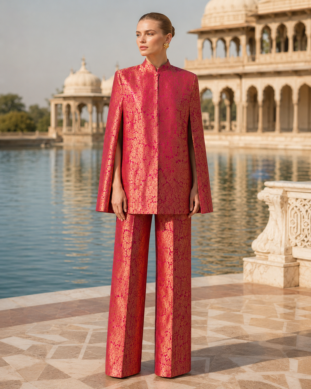 Mira Banarasi Cape Co-ord Set with Pants