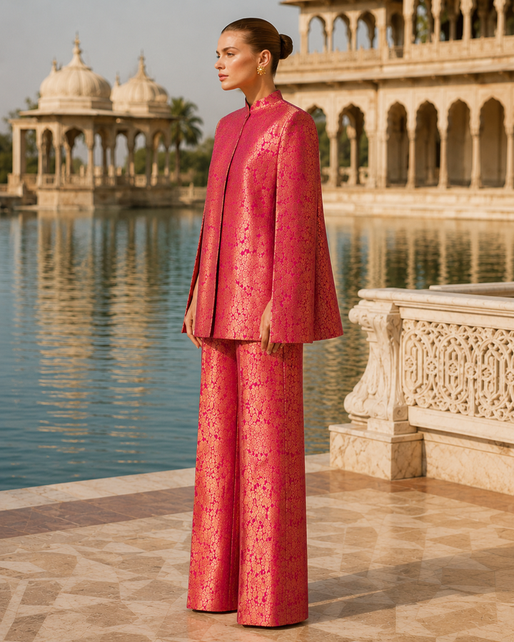 Mira Banarasi Cape Co-ord Set with Pants