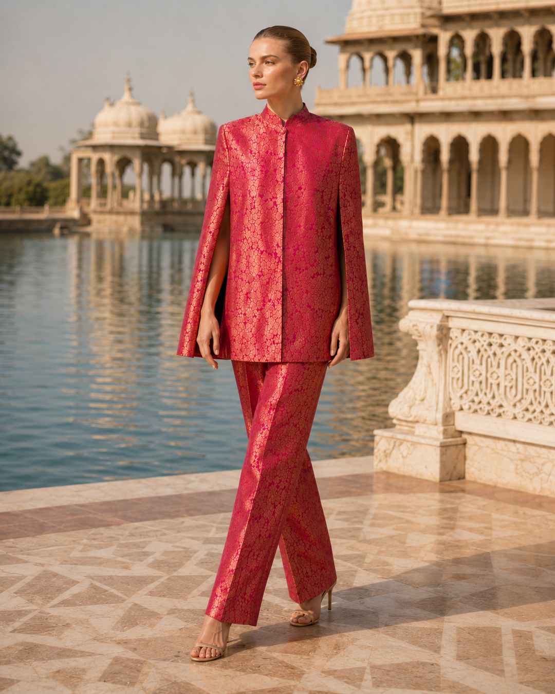 Mira Banarasi Cape Co-ord Set with Pants
