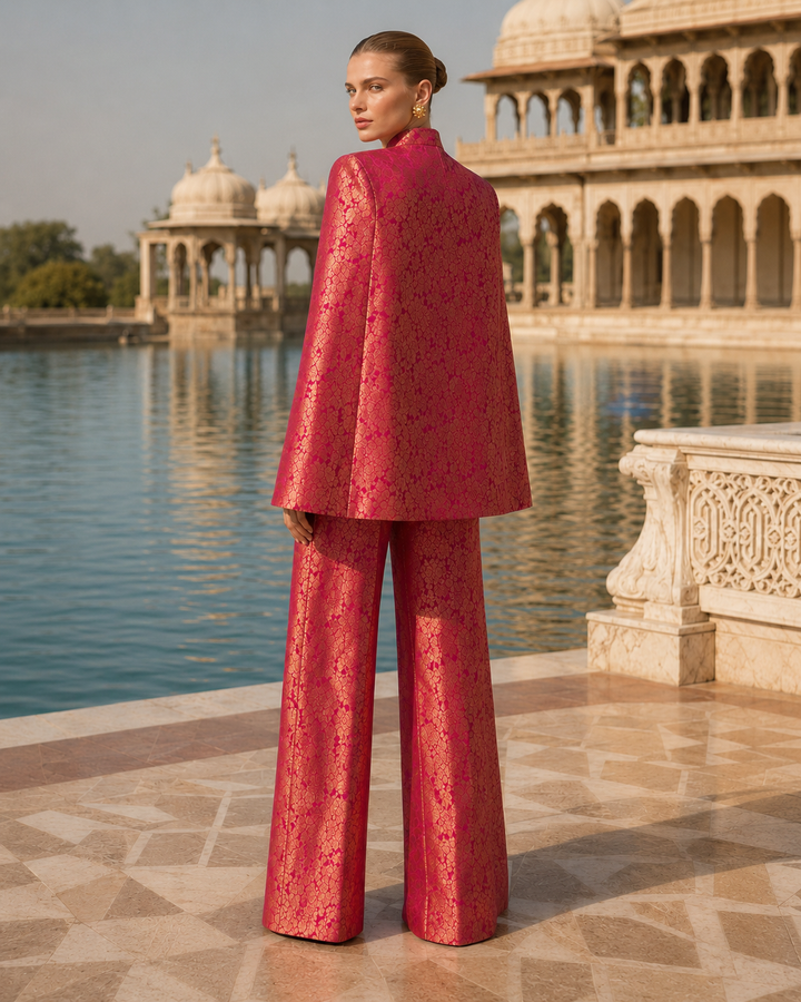 Mira Banarasi Cape Co-ord Set with Pants