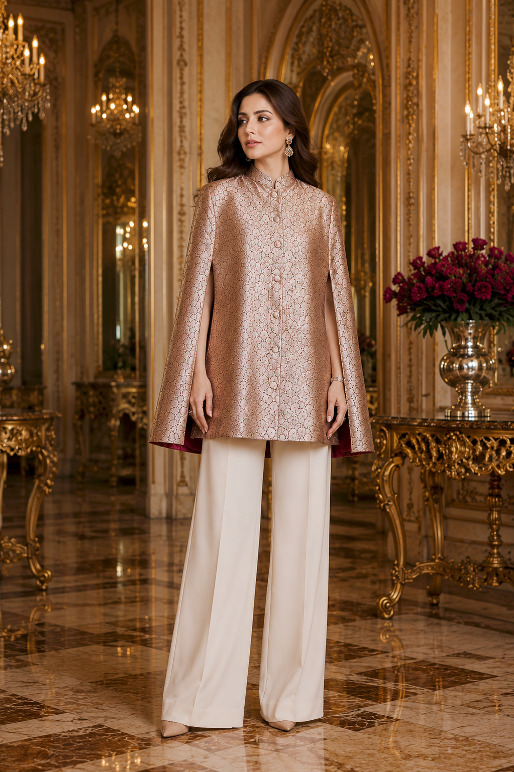 Ahilya Banarasi Cape Jacket with Floral Weave