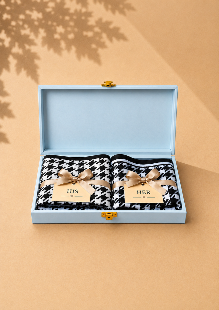 His &amp; Her Houndstooth Luxury Gift Set
