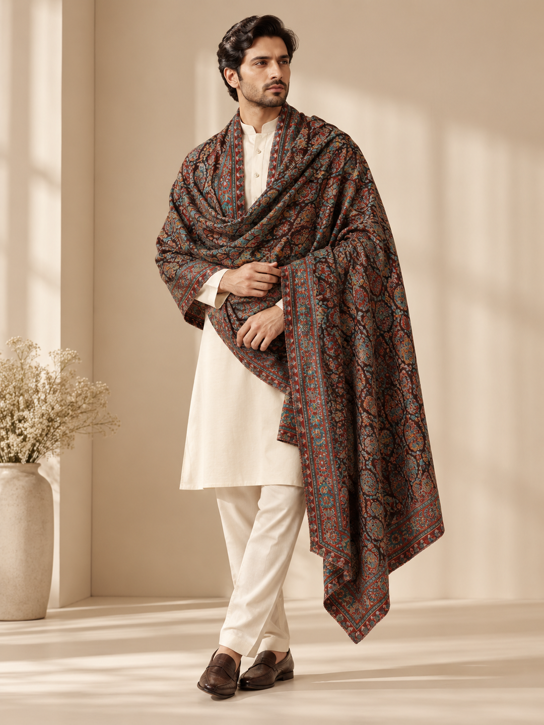 Sienna Zari Trunk | Brown Zari Work Shawl Diwali Gift Box by Dusala