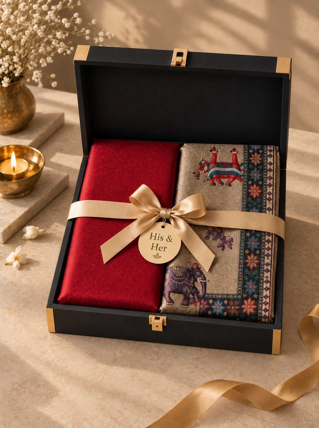 His And Her Rare Evening Shawl/Stole Gift Box