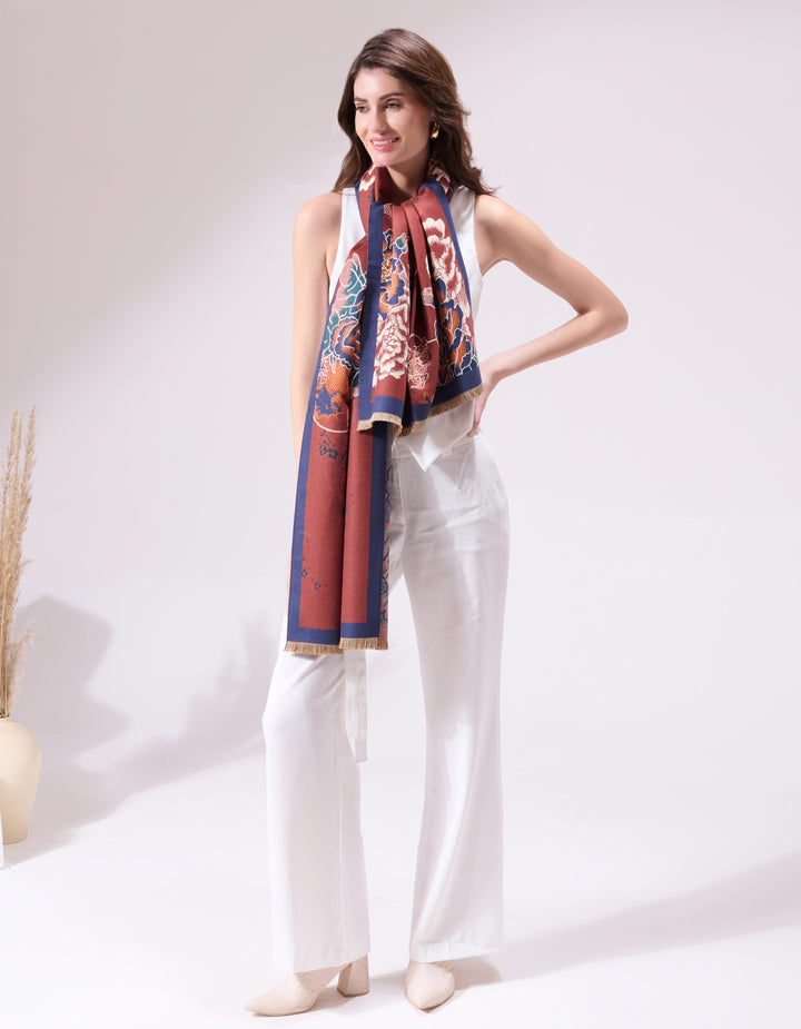 Nikki Madhani in our Chica Maroon Stole
