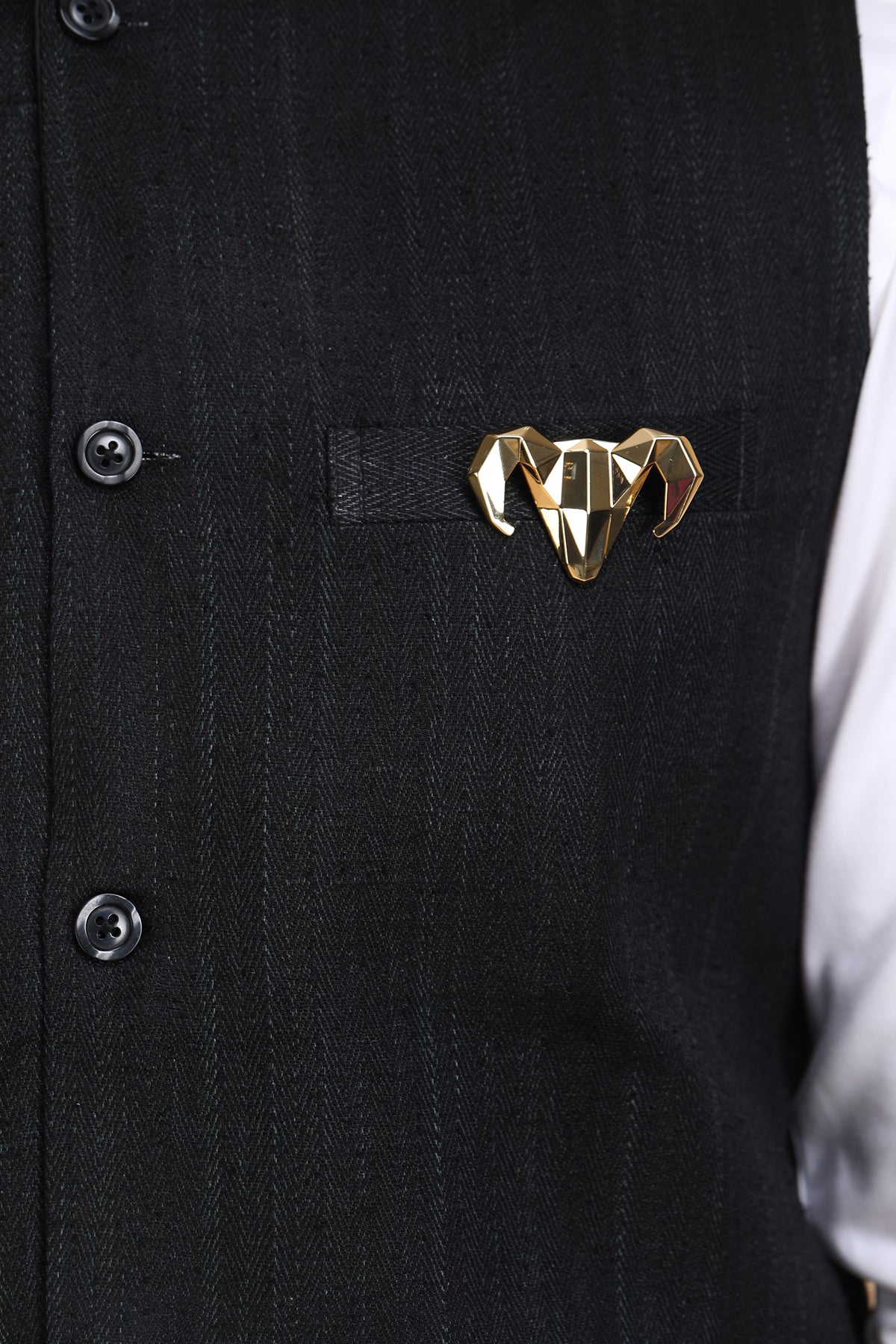 -  Gold-toned Alloy Ram Brooch