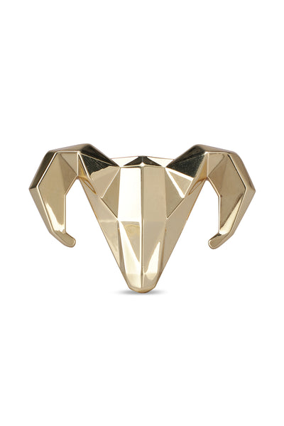 -  Gold-toned Alloy Ram Brooch