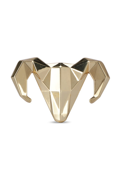 Gold-toned Alloy Ram Brooch