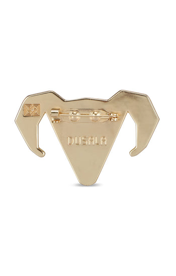 Gold-toned Alloy Ram Brooch