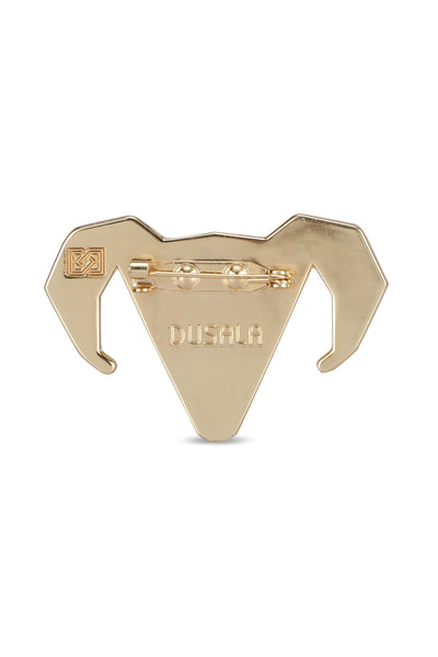-  Gold-toned Alloy Ram Brooch