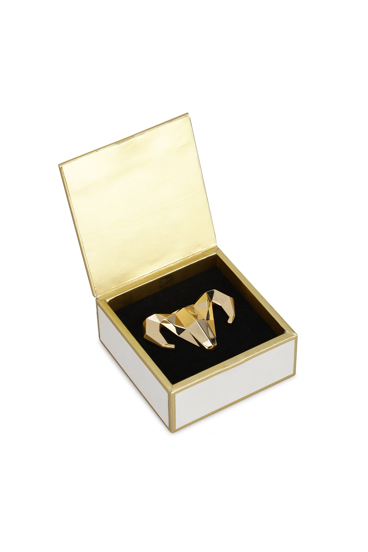 -  Gold-toned Alloy Ram Brooch