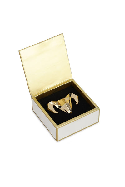 -  Gold-toned Alloy Ram Brooch