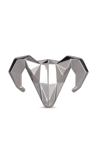 Silver-toned Alloy Ram Brooch