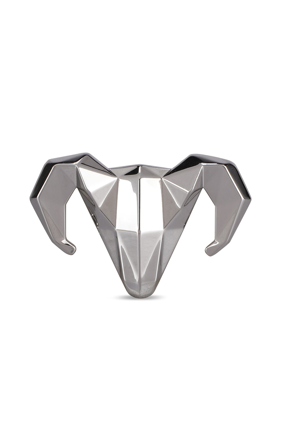 -  Silver-toned Alloy Ram Brooch