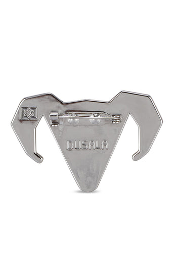 Silver-toned Alloy Ram Brooch