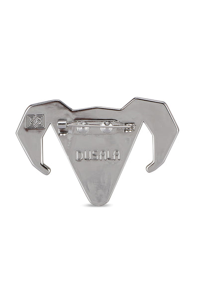 -  Silver-toned Alloy Ram Brooch