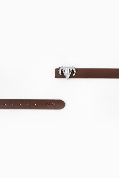 -  Italian Leather Ram Buckle Reversible Belt – Black And Brown