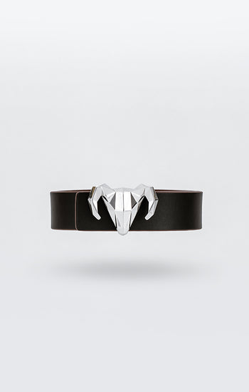 Italian Leather Ram Buckle Reversible Belt – Black And Brown