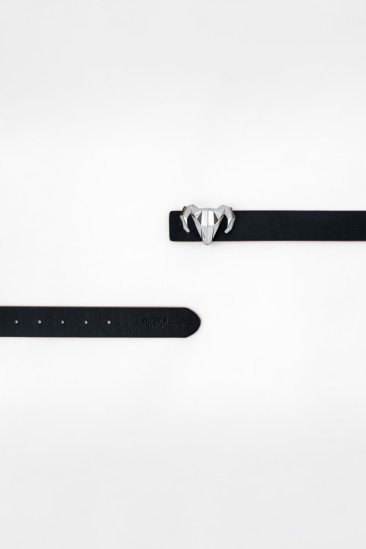 -  Italian Leather Ram Buckle Reversible Belt – Black And Brown