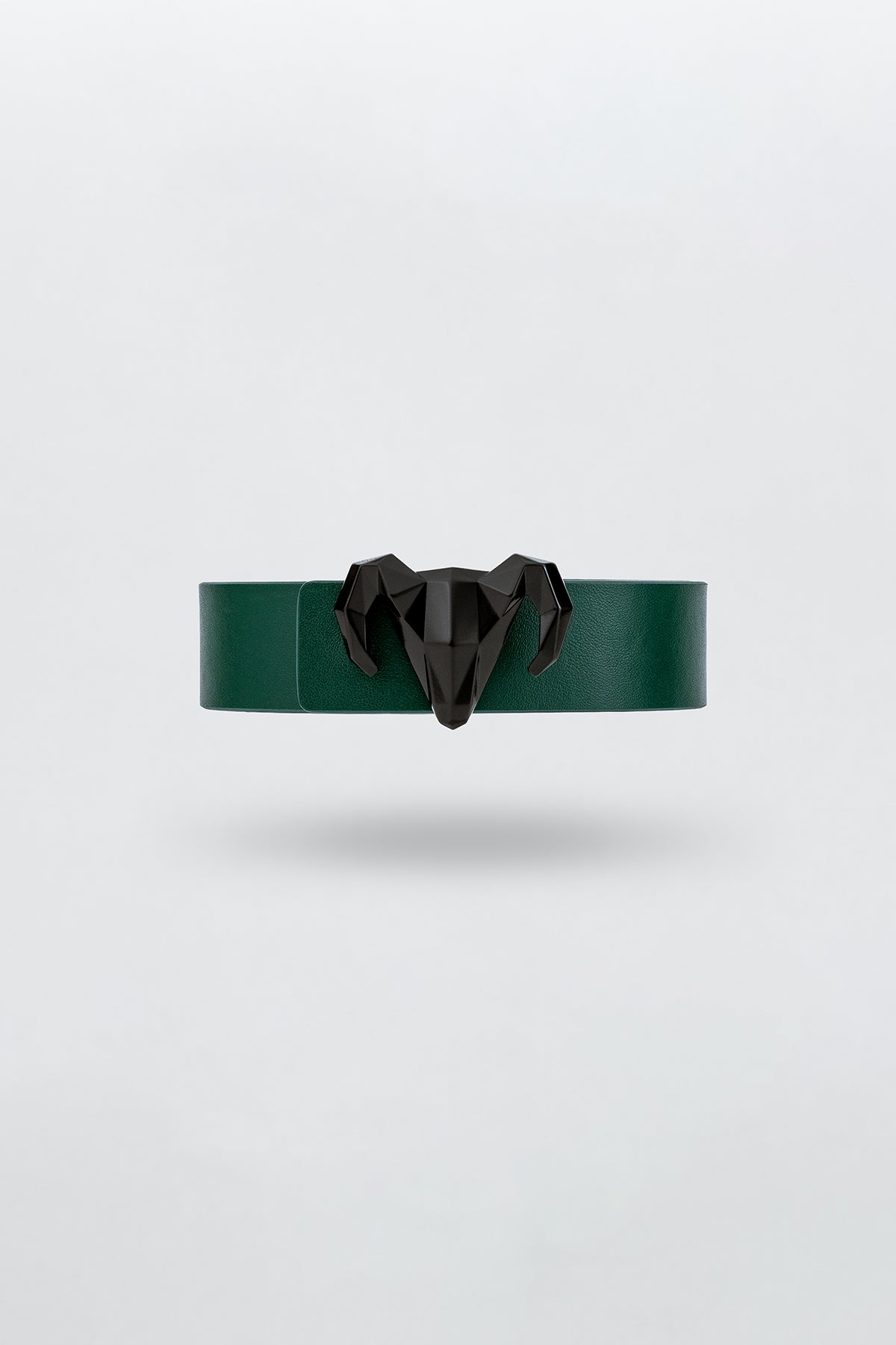 -  Italian Leather Ram Buckle Reversible Belt – Green and Brown